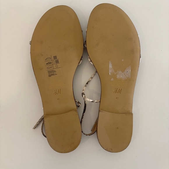 H&M Snakeprint Python Strappy Sandals Size 40 or US 9 Beige Tan Black - Picture 5 of 5